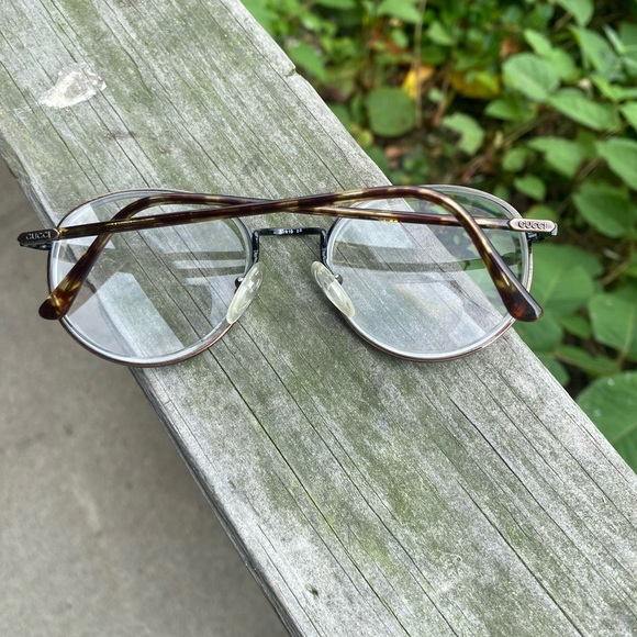 Vintage Gucci Italy Round Tortoise and Metal Prescription Lens Glasses 53 19 - Picture 7 of 11